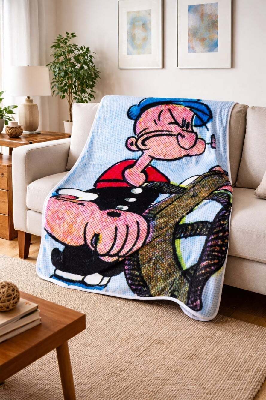 Popeye The Sailor 60x48 Comfy Throw Blanket Soft New Nwt Warm